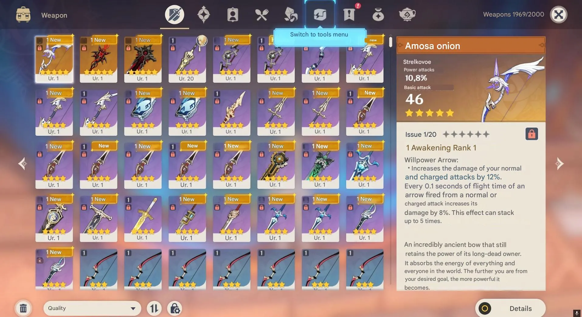 GI1535 C2 Arlecchino Starter with Amos Bow and Strong 5 Star Weapon Collection 